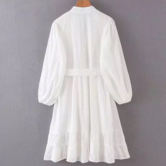 Boho Crochet Eyelet Button Up Gypsy Dress white - Picture 8 of 15
